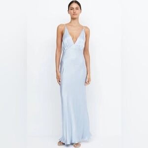 Bec + Bridge Moon Dance V Neck Maxi Dress Light Blue